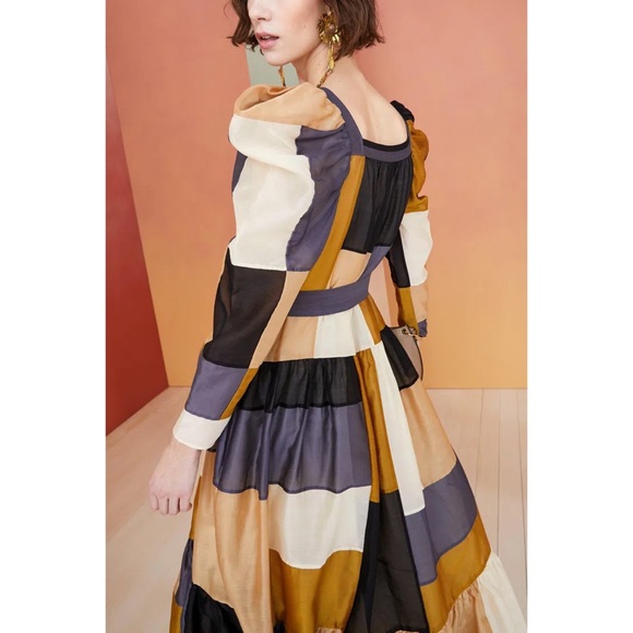 NWT Ulla Johnson Ismene Patchwork Cotton Silk dress - Picture 3 of 12